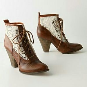 Anthropologie Lace Up Ankle Boots